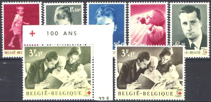 Belgica 1963 Scott B740/6 Sellos ** Retratos Principe Alberto & Familia (Paola, Astrid) Yv 1262/68 Stamps Belgique